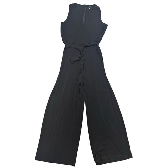 Black Saks Fifth Avenue black stretchy black wide leg sleeveless jumpsuit size L - Picture 1 of 4